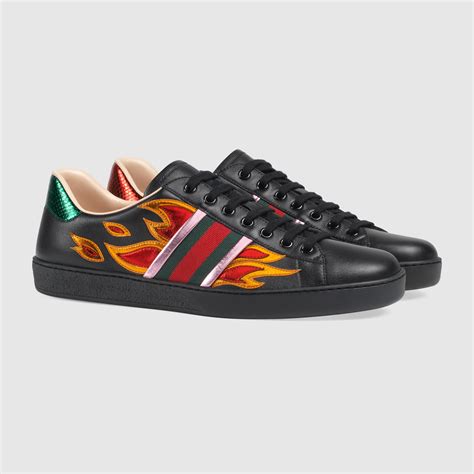 gucci ace low top flame trainers|Gucci ace watersnake trim.